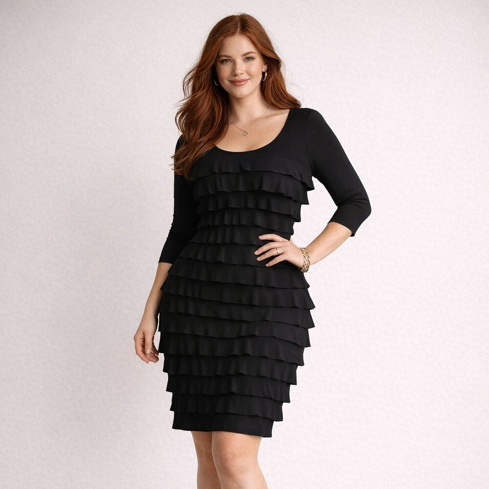 👗 2 fo $30 | Black Layered Ruffle Dress | Frank Lyman | Great Condition